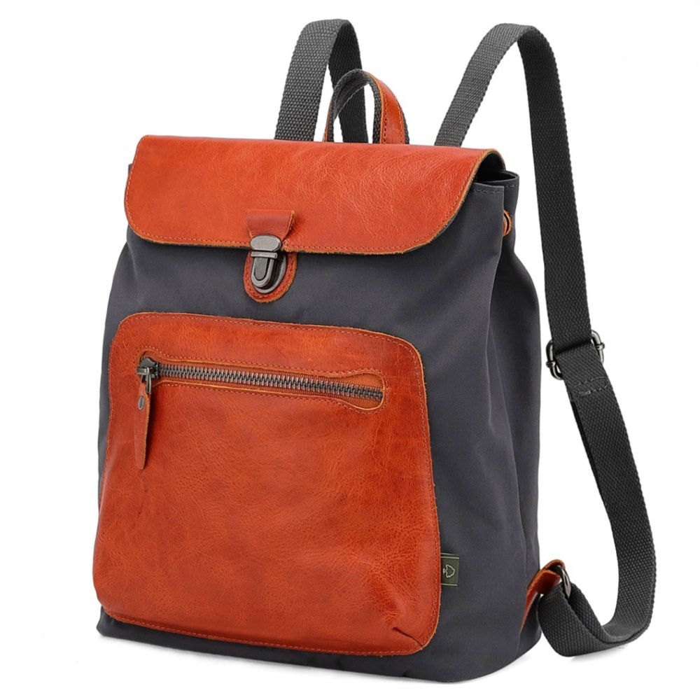 TSD Backpack in EUC Grey w/Orange Leather